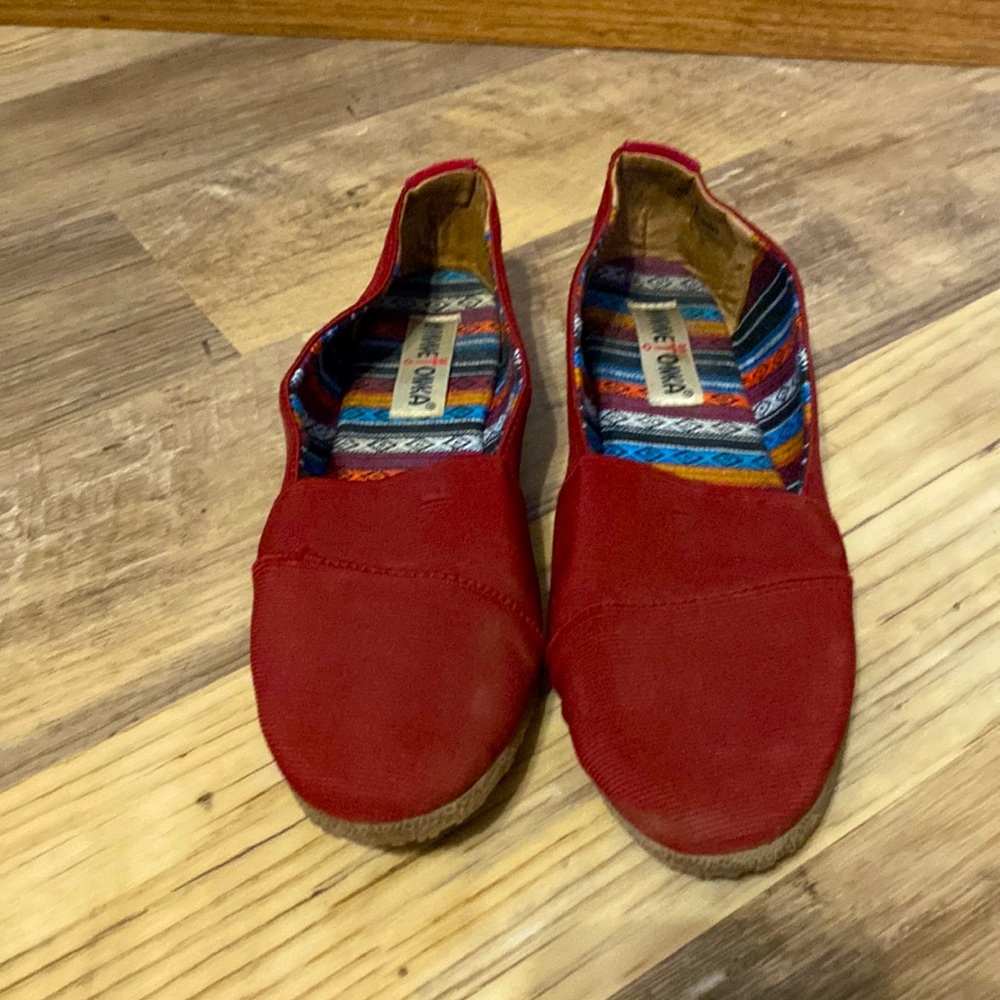 Gently worn, Minnetonka. Deep red